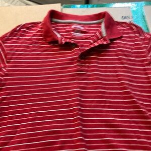 Men's Red Striped Polo Shirt